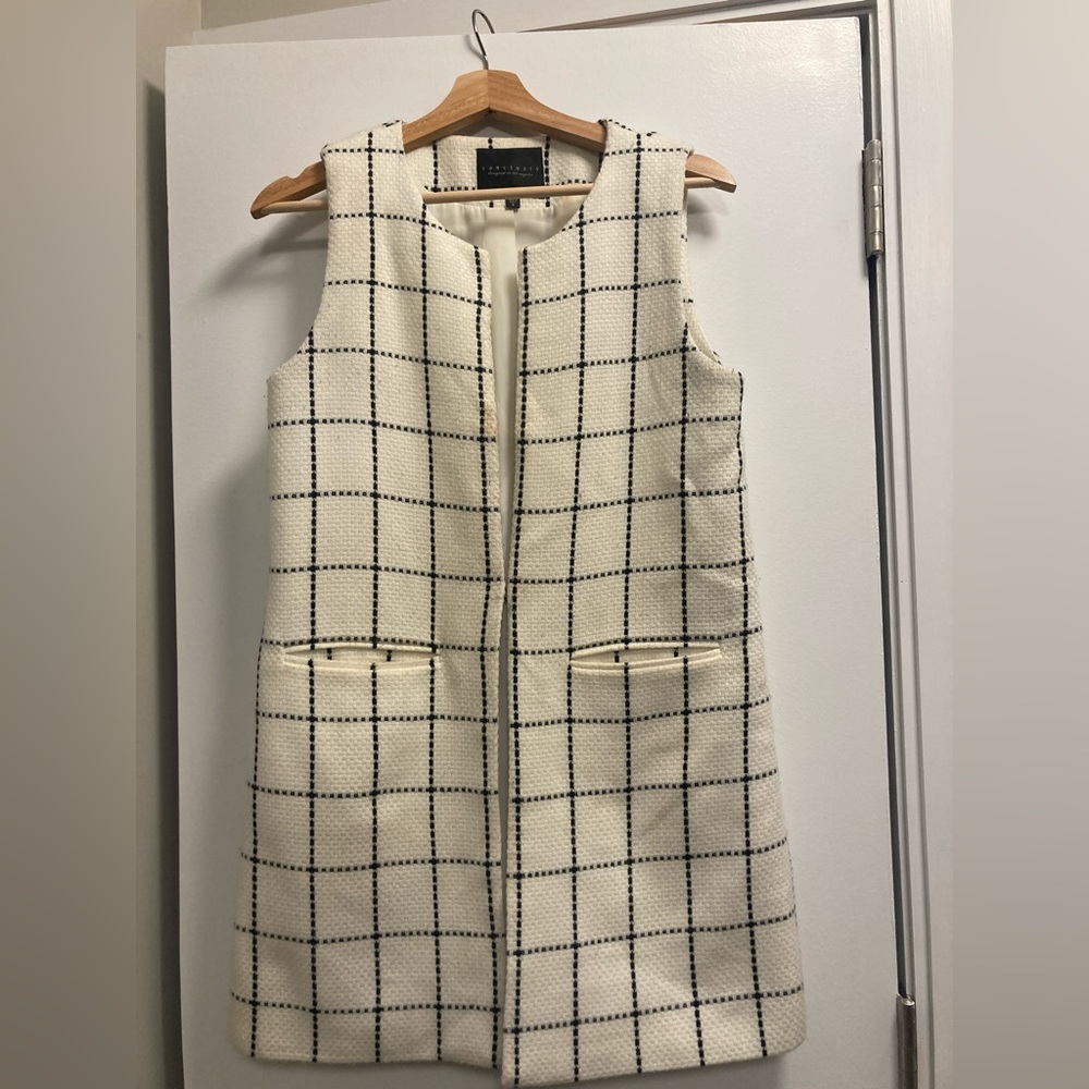 Sanctuary Checkered Long Vest